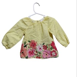OshKosh Genuine Kids Yellow Floral Long Sleeve Shirt, 18M